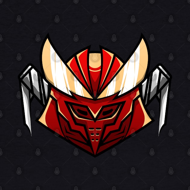 samurai robot head vector character by fandi.creations